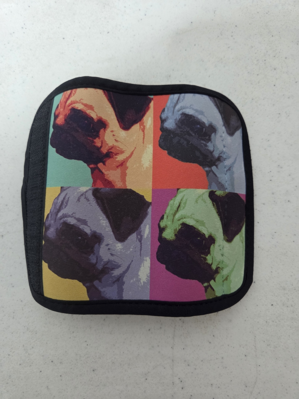 New Colorful Pop-Art Pug Bag Handle Wrap With Velcro